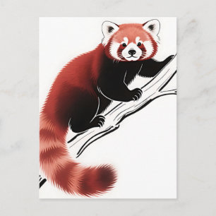 Red Panda Perched Branch Postcard