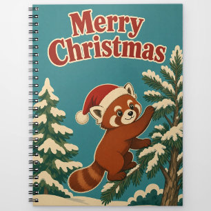Red Panda Pine Edge Animal Christmas Notebook