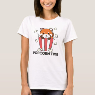 Red Panda Popcorn Time Funny Pun T-Shirt