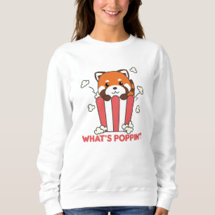 Red Panda Popcorn Whats Poppin Funny Sweatshirt