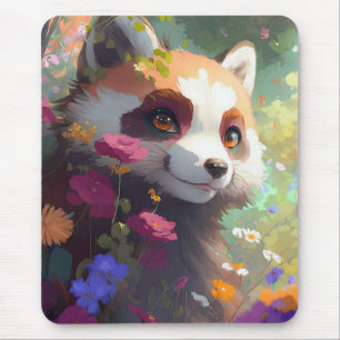 Red Panda Portrait Animal Painting Wildlife Forest Mouse Mat