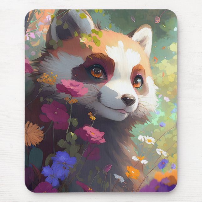 Red Panda Portrait Animal Painting Wildlife Forest Mouse Mat (Front)