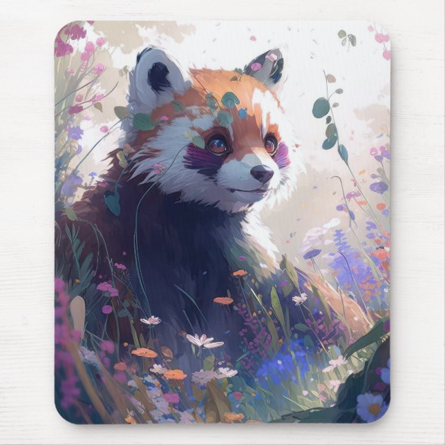Red Panda Portrait Animal Painting Wildlife Forest Mouse Mat (Front)