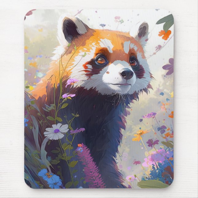 Red Panda Portrait Animal Painting Wildlife Forest Mouse Mat (Front)