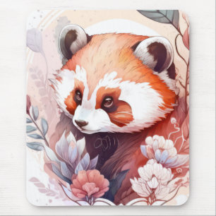 Red Panda Portrait Animal Painting Wildlife Forest Mouse Mat