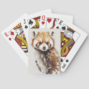 Red Panda Portrait Animal Painting Wildlife Forest Playing Cards