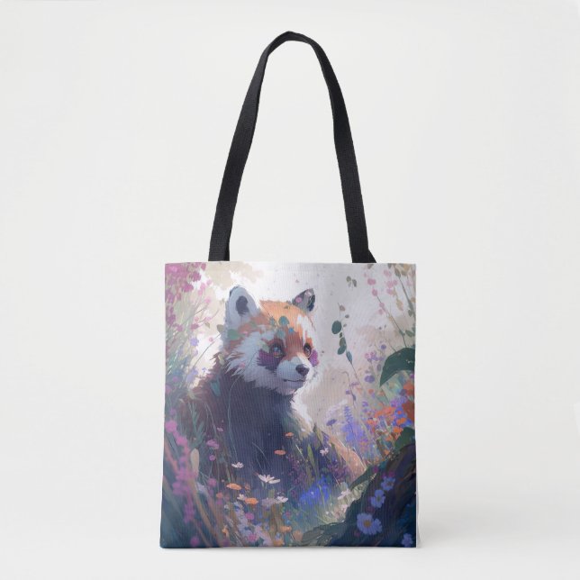 Red Panda Portrait Animal Painting Wildlife Forest Tote Bag (Front)