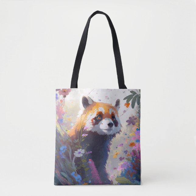Red Panda Portrait Animal Painting Wildlife Forest Tote Bag (Front)