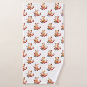 Red Panda Ramen Bath Towel