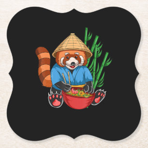 Red Panda Ramen Cook Men Women Kids Ramen Gift Paper Coaster