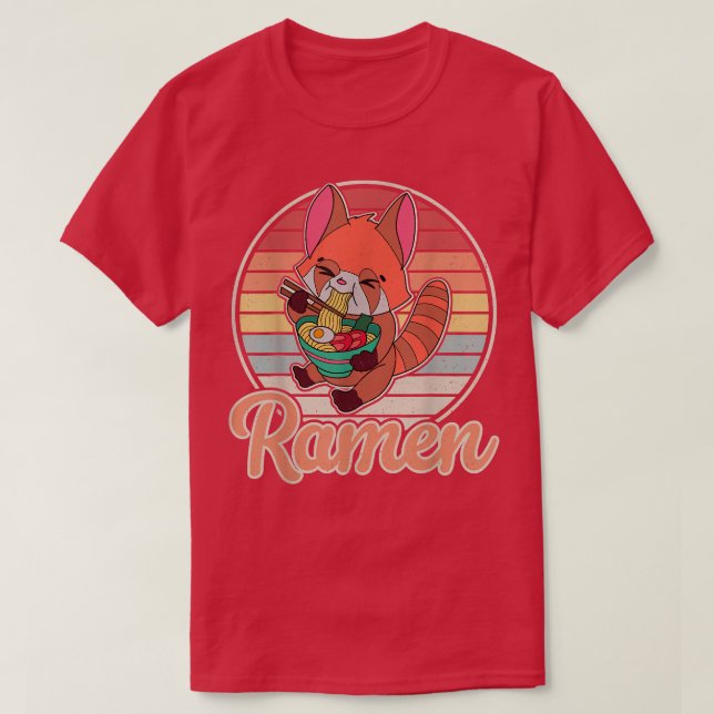 Red Panda Ramen Noodle Japan Cuisine Japanese Asia T-Shirt (Design Front)