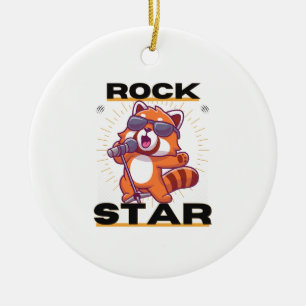 Red panda: Rock Star Ceramic Tree Decoration
