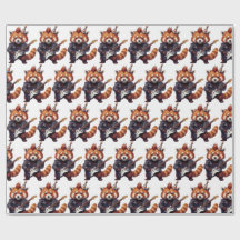 Red Panda Rocker Birthday Wrapping Paper