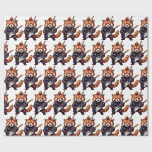 Red Panda Rocker Birthday Wrapping Paper