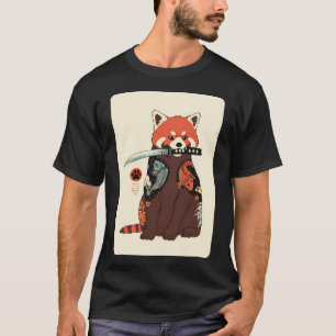 Red Panda Samurai Koi Tattoo Style Illustration T-Shirt