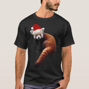 Red Panda Santa Cute Christmas Hat for Pandabear L T-Shirt