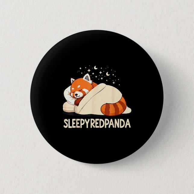 Red Panda Sleep Pajamas  6 Cm Round Badge (Front)