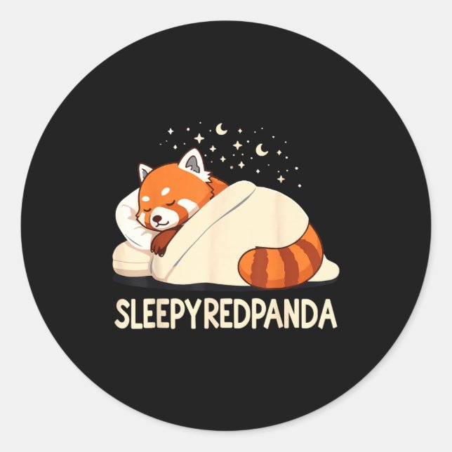 Red Panda Sleep Pajamas  Classic Round Sticker (Front)