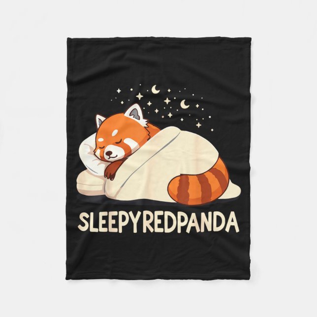 Red Panda Sleep Pajamas  Fleece Blanket (Front)