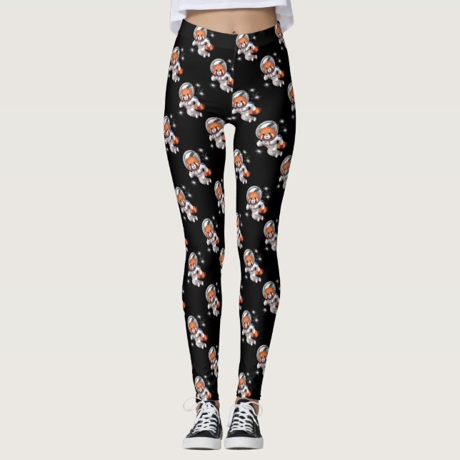 Red Panda Space Astronaut Leggings (Front)