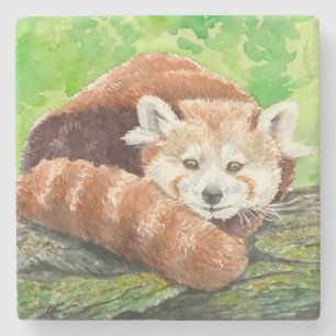 Red panda stone coaster