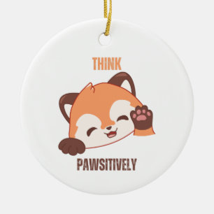 Red panda: Think Pawsitively Ceramic Tree Decoration