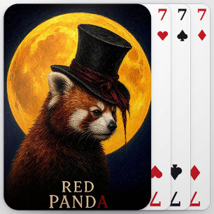 Red Panda Top Hat Gothic Surreal Playing Cards