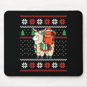 Red Panda Ugly Christmas Sweater Reindeer Llama Ri Mouse Mat