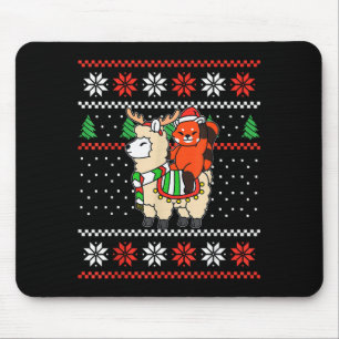 Red Panda Ugly Christmas Sweater Reindeer Llama Ri Mouse Mat
