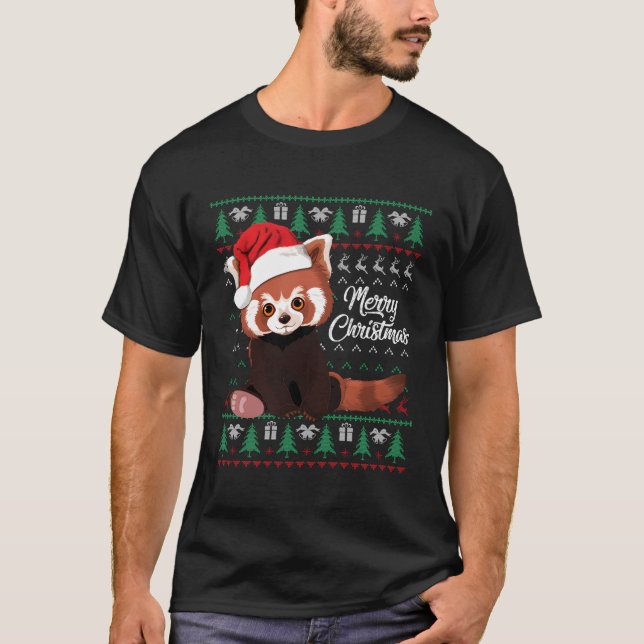 Red Panda Ugly Merry Pyjamas T-Shirt (Front)