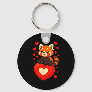 Red Panda Valentines Day Romantic Cartoon Kawaii Key Ring