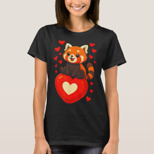 Red Panda Valentines Day Romantic Cartoon Kawaii T-Shirt