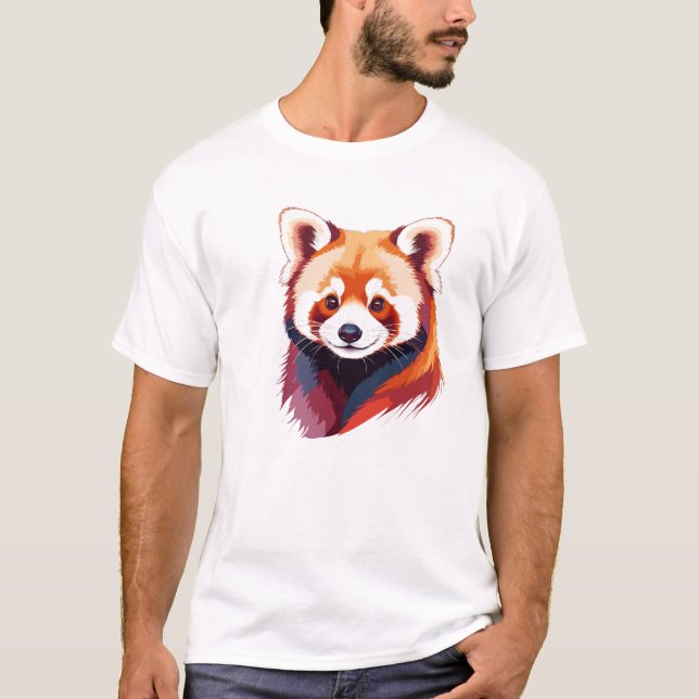 Red Panda Vector Art with Vibrant Colours T-Shirt (Front)