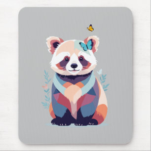 Red Panda Vector Painting Adorable Fun Animal Play Mouse Mat