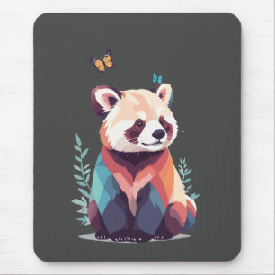 Red Panda Vector Painting Adorable Fun Animal Play Mouse Mat