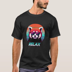 Red Panda wearing sunglasses with the word Relax T-Shirt