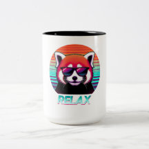 Red Panda wearing sunglasses with the word Relax