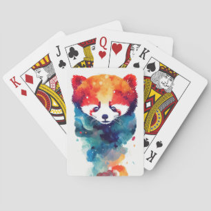 Red Panda Wild Nature Animal Color Art Painting Playing Cards
