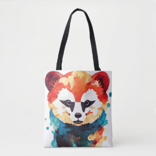 Red Panda Wild Nature Animal Color Art Painting Tote Bag