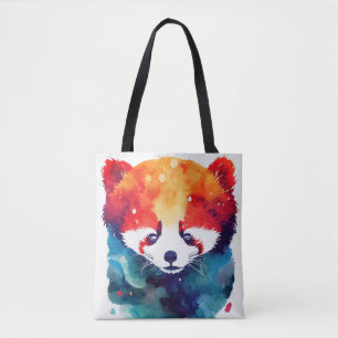 Red Panda Wild Nature Animal Color Art Painting Tote Bag