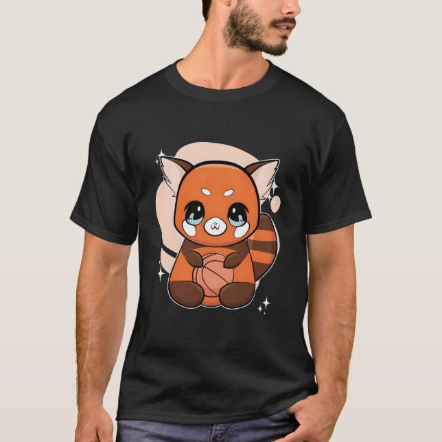 Red Panda With Basketball T-Shirt (Front)