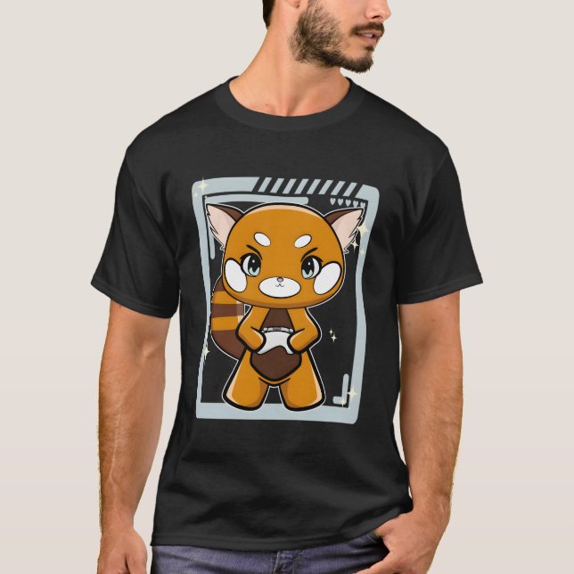 Red Panda With Gamepad Gamer T-Shirt (Front)