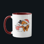 Red Panda With Snowman In Winter For Christmas Mug<br><div class="desc">Red panda with snowman in winter for Christmas - a snowman for winter and Christmas. A winter greeting in the cold season for the holidays. Christmas red panda with snowman.</div>