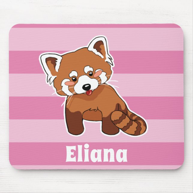 Red Panda With Your Name - Personalised Animal Mouse Mat (Front)