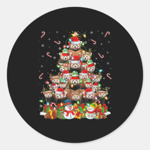 Red Panda Xmas Lighting Tree Santa Red Panda Chris Classic Round Sticker
