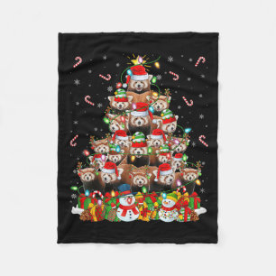 Red Panda Xmas Lighting Tree Santa Red Panda Chris Fleece Blanket