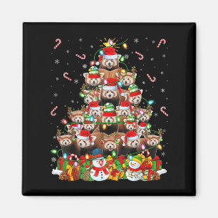 Red Panda Xmas Lighting Tree Santa Red Panda Chris Magnet