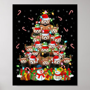 Red Panda Xmas Lighting Tree Santa Red Panda Chris Poster