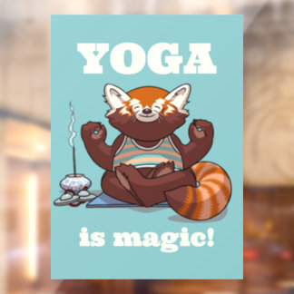 Red Panda Yoga Is Magic! Animal Meditation Artwork Window Cling