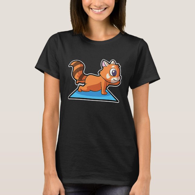 Red Panda Yoga Poses Sport Gymnastics Ohm Heartbea T-Shirt (Front)